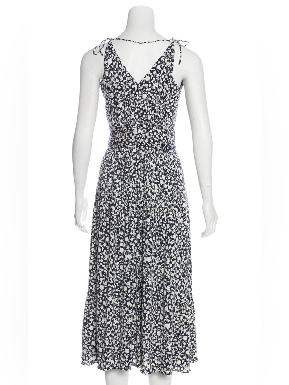 💙 Marc by Marc Jacobs Navy and White Floral Silk & Cotton Blend Knit Midi Dress - Picture 3 of 9